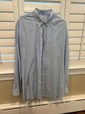 Cutter & Buck Light Blue Micro-Check Button-Down Shirt